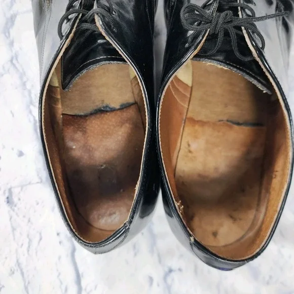 Craddock Terry Shoes MENS 10 Military Dress Oxford High Gloss Black VINTAGE 1992